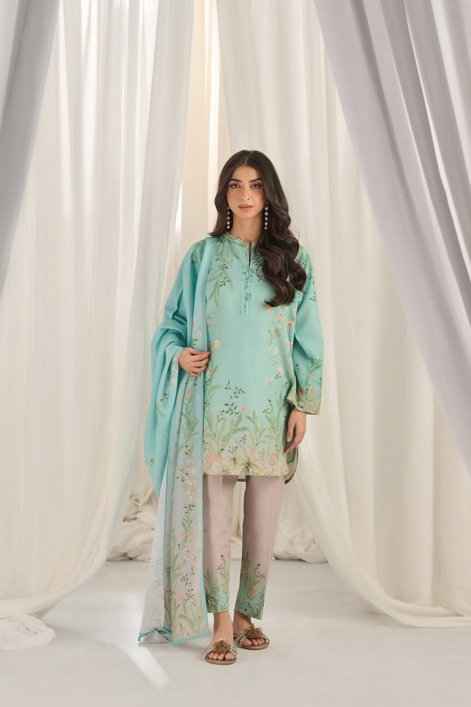 Teal Bloom Kurta Set with Dupatta