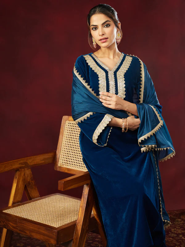 Elegant Blue Festive Wear with Gold Detailing